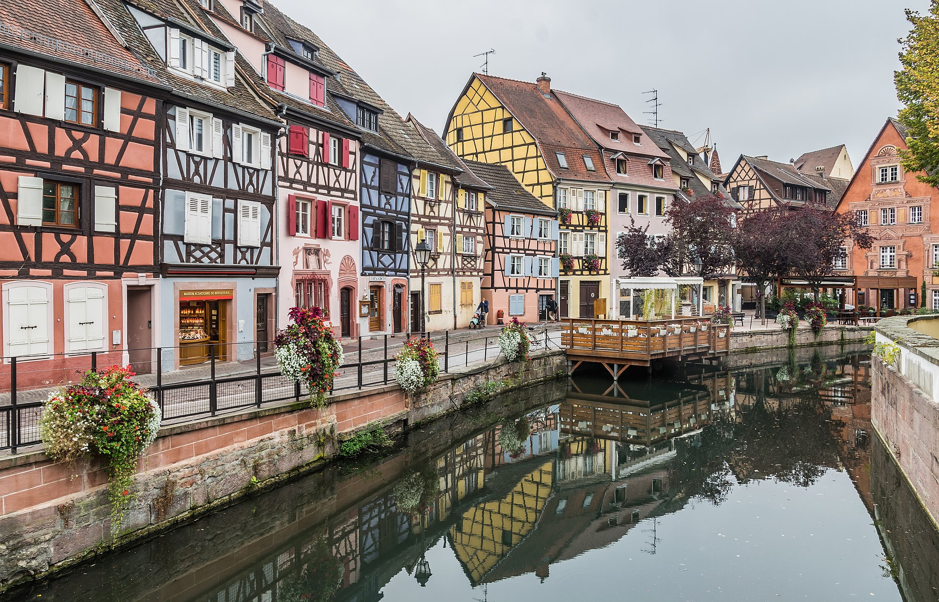 Half-timbered houses along a canal in Colmar, Alsace