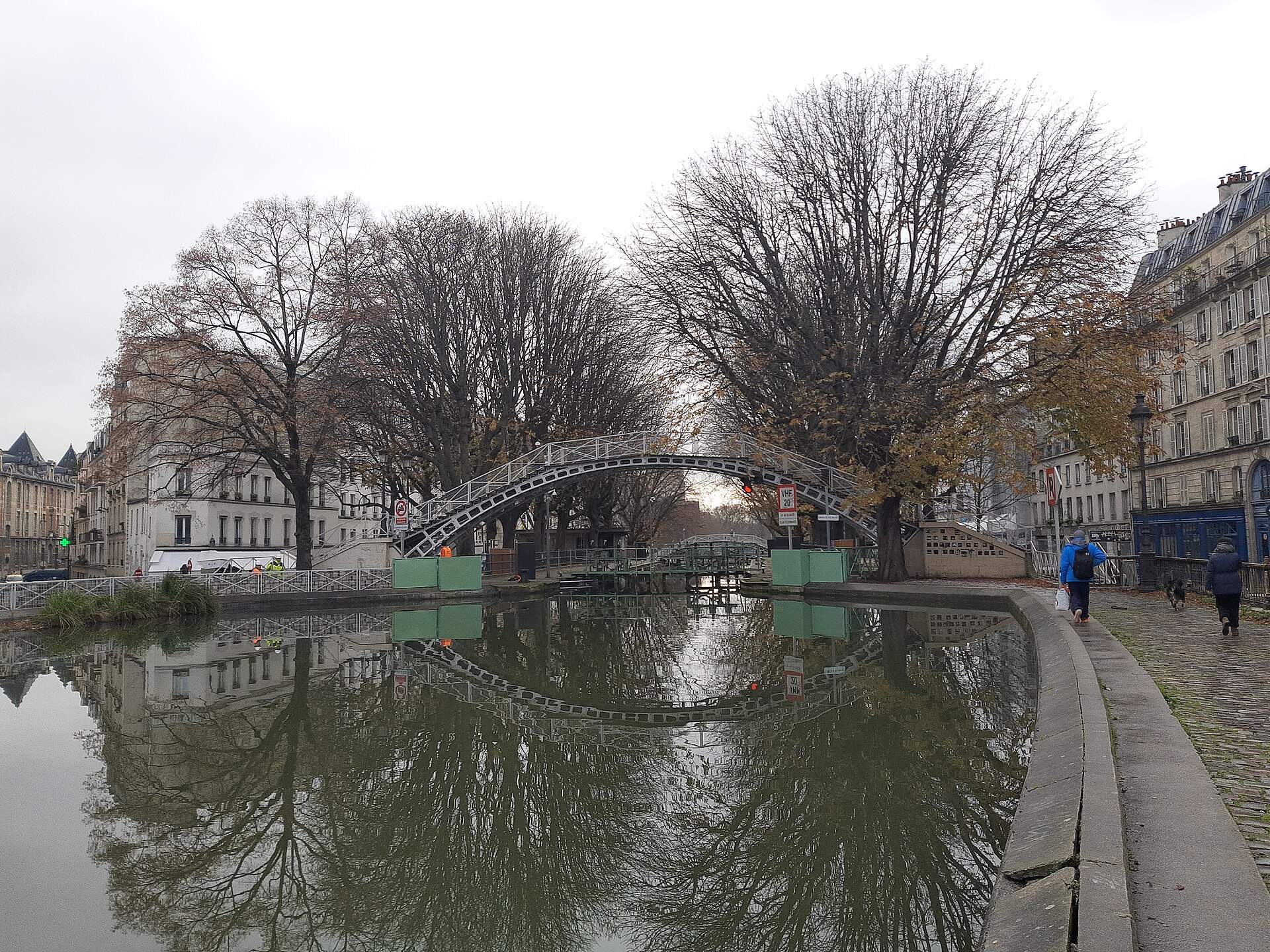 Canal Saint-Martin with iron footbridge, Paris